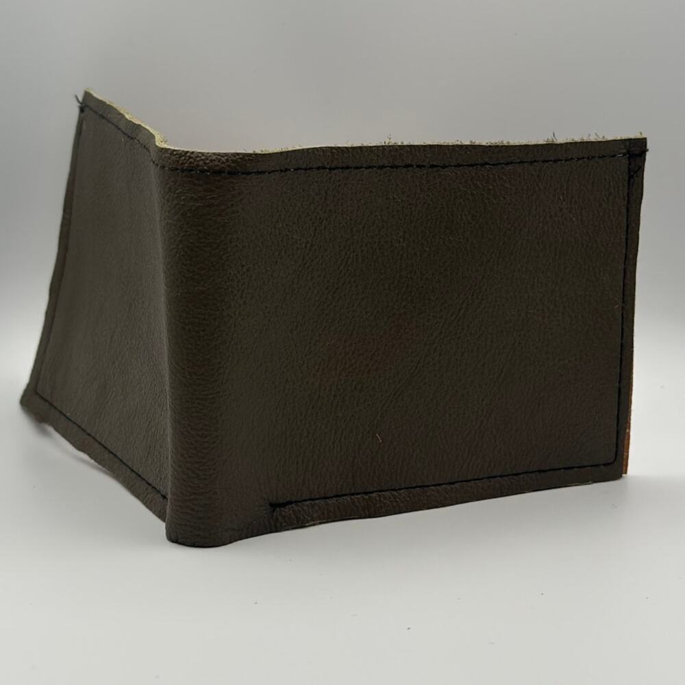Handmade Camo Green Brown Leather Wallet Oaxaca Minimalist